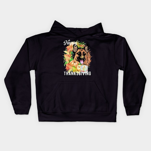 German shepherd Dog Owner Thanksgiving Celebration Harvest Kids Hoodie by Sniffist Gang